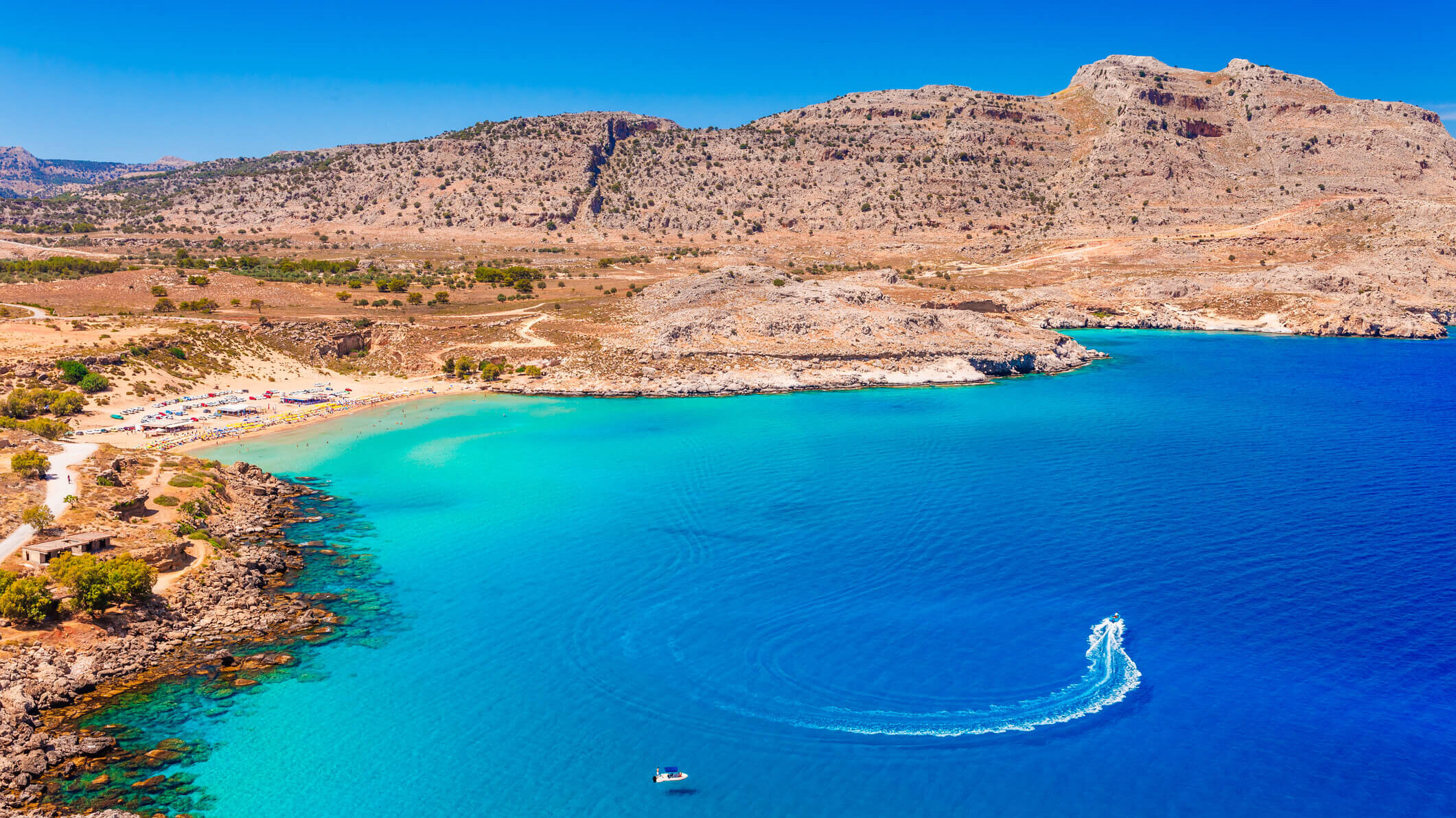 Agia Agathi beach, Rhodes, Greece