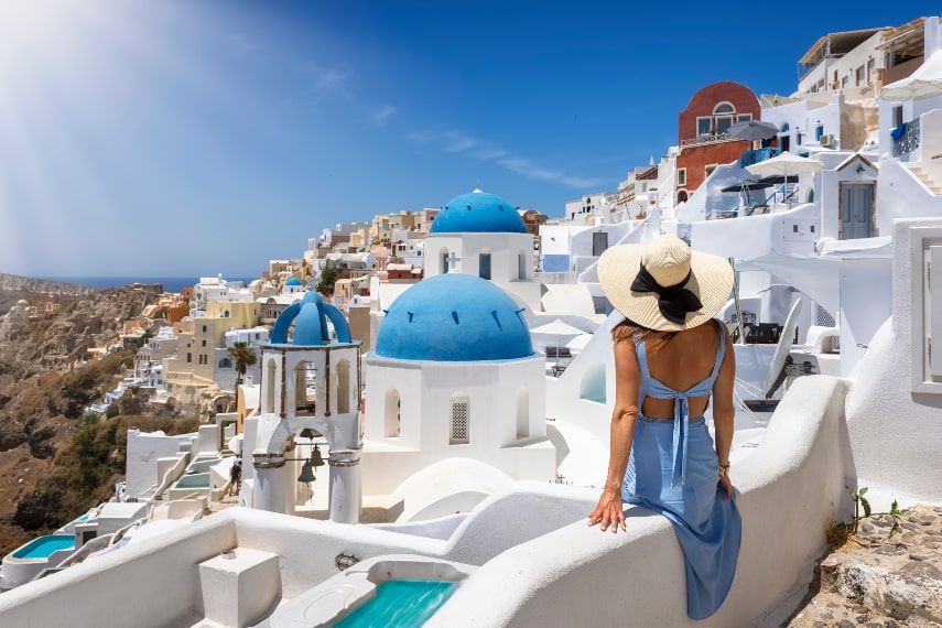 Santorini a warm destination in September in Europe
