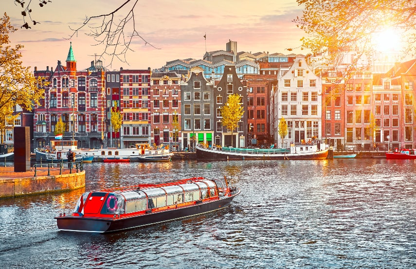 Amsterdam is a warm place to visit in August in Europe