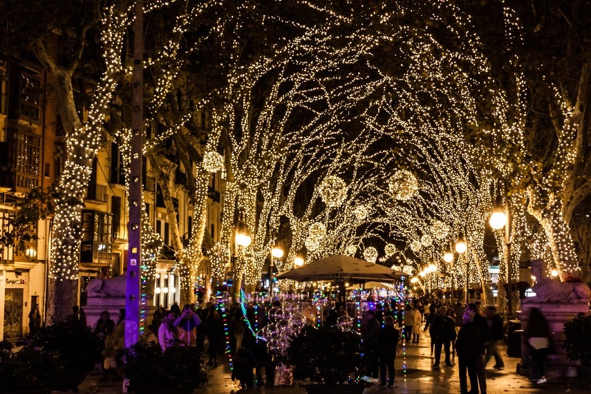 Passeig del born christmas market in Spain