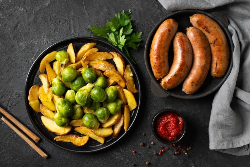 Brussels potatoes and sprouts