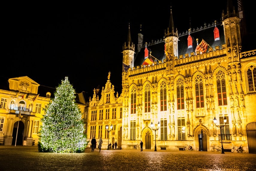 Festive decorations at Bruges christmas market