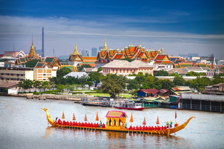 Boat ride on river in Bangkok in February