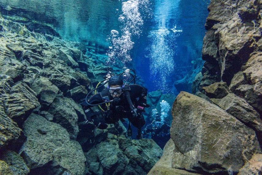 A dive spot, Silfra Fissure in Iceland