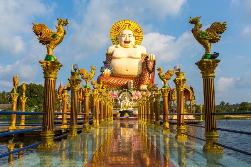 Wat Plai Laem temple Buddha in Koh Samui in May